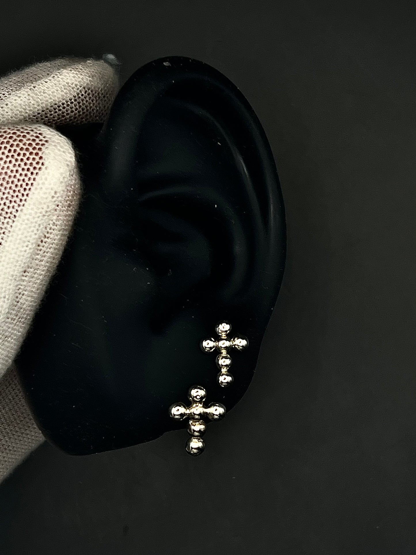 Stacked Double Cross Earring